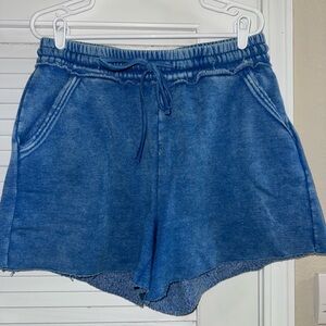 Acid Wash Fleece Drawstring, Deep Sky Zenana, Women's Shorts